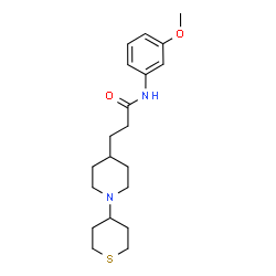 ChemSpider 2D Image | N-(3-Methoxyphenyl)-3-[1-(tetrahydro-2H-thiopyran-4-yl)-4-piperidinyl]propanamide | C20H30N2O2S