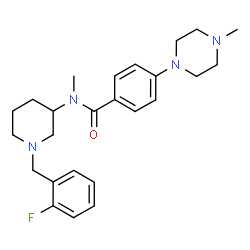 ChemSpider 2D Image | N-[1-(2-Fluorobenzyl)-3-piperidinyl]-N-methyl-4-(4-methyl-1-piperazinyl)benzamide | C25H33FN4O