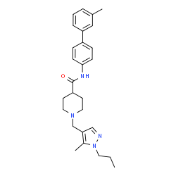 ChemSpider 2D Image | N-(3'-Methyl-4-biphenylyl)-1-[(5-methyl-1-propyl-1H-pyrazol-4-yl)methyl]-4-piperidinecarboxamide | C27H34N4O