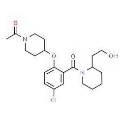 ChemSpider 2D Image | 1-[4-(4-Chloro-2-{[2-(2-hydroxyethyl)-1-piperidinyl]carbonyl}phenoxy)-1-piperidinyl]ethanone | C21H29ClN2O4