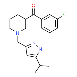 ChemSpider 2D Image | (3-Chlorophenyl){1-[(5-isopropyl-1H-pyrazol-3-yl)methyl]-3-piperidinyl}methanone | C19H24ClN3O