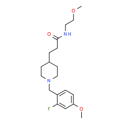 ChemSpider 2D Image | 3-[1-(2-Fluoro-4-methoxybenzyl)-4-piperidinyl]-N-(2-methoxyethyl)propanamide | C19H29FN2O3
