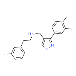 ChemSpider 2D Image | N-{[3-(3,4-Dimethylphenyl)-1H-pyrazol-4-yl]methyl}-2-(3-fluorophenyl)ethanamine | C20H22FN3