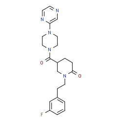 ChemSpider 2D Image | 1-[2-(3-Fluorophenyl)ethyl]-5-{[4-(2-pyrazinyl)-1-piperazinyl]carbonyl}-2-piperidinone | C22H26FN5O2