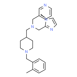 ChemSpider 2D Image | 1-[1-(2-Methylbenzyl)-4-piperidinyl]-N-[(1-methyl-1H-imidazol-2-yl)methyl]-N-(3-pyridinylmethyl)methanamine | C25H33N5