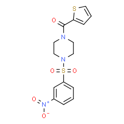 ChemSpider 2D Image | {4-[(3-Nitrophenyl)sulfonyl]-1-piperazinyl}(2-thienyl)methanone | C15H15N3O5S2