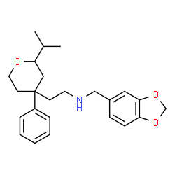 ChemSpider 2D Image | (Benzo[1,3]dioxol-5-ylmethyl)[2-(2-isopropyl-4-phenyltetrahydropyran-4-yl)ethyl]amine | C24H31NO3