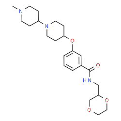 ChemSpider 2D Image | N-(1,4-Dioxan-2-ylmethyl)-3-[(1'-methyl-1,4'-bipiperidin-4-yl)oxy]benzamide | C23H35N3O4