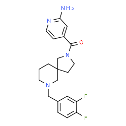ChemSpider 2D Image | (2-Amino-4-pyridinyl)[7-(3,4-difluorobenzyl)-2,7-diazaspiro[4.5]dec-2-yl]methanone | C21H24F2N4O