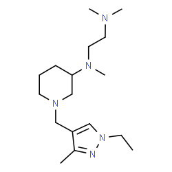 ChemSpider 2D Image | N-{1-[(1-Ethyl-3-methyl-1H-pyrazol-4-yl)methyl]-3-piperidinyl}-N,N',N'-trimethyl-1,2-ethanediamine | C17H33N5