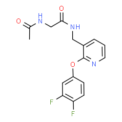 ChemSpider 2D Image | N~2~-Acetyl-N-{[2-(3,4-difluorophenoxy)-3-pyridinyl]methyl}glycinamide | C16H15F2N3O3