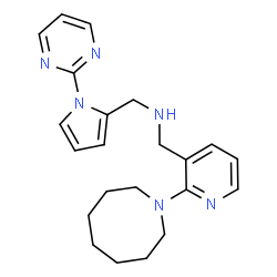 ChemSpider 2D Image | 1-[2-(1-Azocanyl)-3-pyridinyl]-N-{[1-(2-pyrimidinyl)-1H-pyrrol-2-yl]methyl}methanamine | C22H28N6