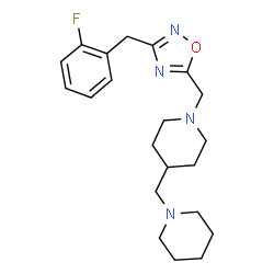 ChemSpider 2D Image | 1-{[3-(2-Fluorobenzyl)-1,2,4-oxadiazol-5-yl]methyl}-4-(1-piperidinylmethyl)piperidine | C21H29FN4O