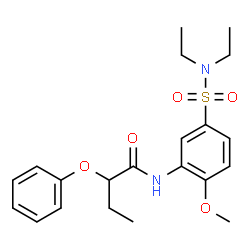 ChemSpider 2D Image | N-[5-(Diethylsulfamoyl)-2-methoxyphenyl]-2-phenoxybutanamide | C21H28N2O5S
