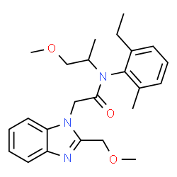 ChemSpider 2D Image | N-(2-Ethyl-6-methylphenyl)-2-[2-(methoxymethyl)-1H-benzimidazol-1-yl]-N-(1-methoxy-2-propanyl)acetamide | C24H31N3O3