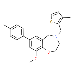 ChemSpider 2D Image | 9-Methoxy-7-(4-methylphenyl)-4-[(3-methyl-2-thienyl)methyl]-2,3,4,5-tetrahydro-1,4-benzoxazepine | C23H25NO2S