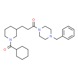 ChemSpider 2D Image | 1-(4-Benzyl-1-piperazinyl)-3-[1-(cyclohexylcarbonyl)-3-piperidinyl]-1-propanone | C26H39N3O2
