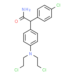 ChemSpider 2D Image | 2-{4-[Bis(2-chloroethyl)amino]phenyl}-2-(4-chlorophenyl)acetamide | C18H19Cl3N2O