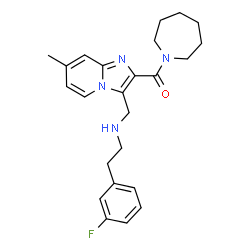 ChemSpider 2D Image | 1-Azepanyl[3-({[2-(3-fluorophenyl)ethyl]amino}methyl)-7-methylimidazo[1,2-a]pyridin-2-yl]methanone | C24H29FN4O