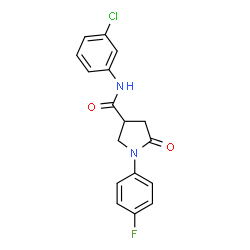 ChemSpider 2D Image | N-(3-Chlorophenyl)-1-(4-fluorophenyl)-5-oxo-3-pyrrolidinecarboxamide | C17H14ClFN2O2
