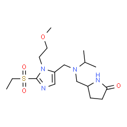 ChemSpider 2D Image | 5-{[{[2-(Ethylsulfonyl)-1-(2-methoxyethyl)-1H-imidazol-5-yl]methyl}(isopropyl)amino]methyl}-2-pyrrolidinone | C17H30N4O4S