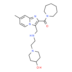 ChemSpider 2D Image | 1-Azepanyl[3-({[2-(4-hydroxy-1-piperidinyl)ethyl]amino}methyl)-7-methylimidazo[1,2-a]pyridin-2-yl]methanone | C23H35N5O2