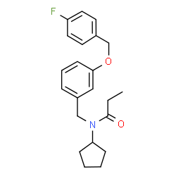 ChemSpider 2D Image | N-Cyclopentyl-N-{3-[(4-fluorobenzyl)oxy]benzyl}propanamide | C22H26FNO2