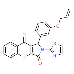 ChemSpider 2D Image | 1-[3-(Allyloxy)phenyl]-2-(1,3-thiazol-2-yl)-1,2-dihydrochromeno[2,3-c]pyrrole-3,9-dione | C23H16N2O4S