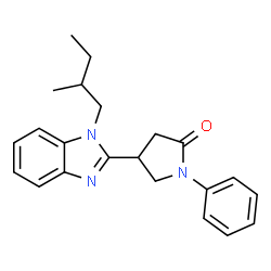 ChemSpider 2D Image | 4-[1-(2-Methylbutyl)-1H-benzimidazol-2-yl]-1-phenyl-2-pyrrolidinone | C22H25N3O