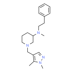 ChemSpider 2D Image | 1-[(1,5-Dimethyl-1H-pyrazol-4-yl)methyl]-N-methyl-N-(2-phenylethyl)-3-piperidinamine | C20H30N4