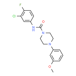 ChemSpider 2D Image | N-(3-Chloro-4-fluorophenyl)-4-(3-methoxyphenyl)-1-piperazinecarboxamide | C18H19ClFN3O2