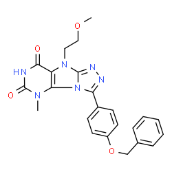 ChemSpider 2D Image | 3-[4-(Benzyloxy)phenyl]-9-(2-methoxyethyl)-5-methyl-5,9-dihydro-6H-[1,2,4]triazolo[4,3-e]purine-6,8(7H)-dione | C23H22N6O4