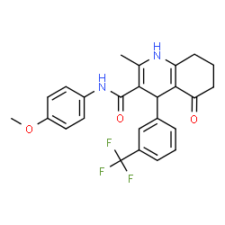 ChemSpider 2D Image | N-(4-Methoxyphenyl)-2-methyl-5-oxo-4-[3-(trifluoromethyl)phenyl]-1,4,5,6,7,8-hexahydro-3-quinolinecarboxamide | C25H23F3N2O3