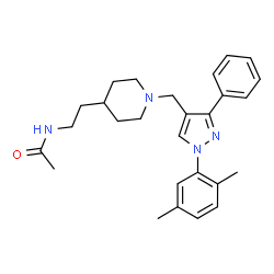 ChemSpider 2D Image | N-[2-(1-{[1-(2,5-Dimethylphenyl)-3-phenyl-1H-pyrazol-4-yl]methyl}-4-piperidinyl)ethyl]acetamide | C27H34N4O