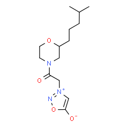 ChemSpider 2D Image | 3-{2-[2-(4-Methylpentyl)-4-morpholinyl]-2-oxoethyl}-1,2,3-oxadiazol-3-ium-5-olate | C14H23N3O4
