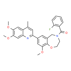 ChemSpider 2D Image | [7-(6,7-Dimethoxy-4-methyl-2-quinolinyl)-9-methoxy-2,3-dihydro-1,4-benzoxazepin-4(5H)-yl](2-fluorophenyl)methanone | C29H27FN2O5