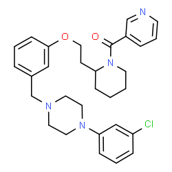 ChemSpider 2D Image | {2-[2-(3-{[4-(3-Chlorophenyl)-1-piperazinyl]methyl}phenoxy)ethyl]-1-piperidinyl}(3-pyridinyl)methanone | C30H35ClN4O2