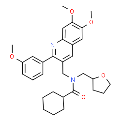 ChemSpider 2D Image | N-{[6,7-Dimethoxy-2-(3-methoxyphenyl)-3-quinolinyl]methyl}-N-(tetrahydro-2-furanylmethyl)cyclohexanecarboxamide | C31H38N2O5