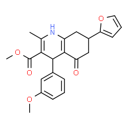 ChemSpider 2D Image | Methyl 7-(2-furyl)-4-(3-methoxyphenyl)-2-methyl-5-oxo-1,4,5,6,7,8-hexahydro-3-quinolinecarboxylate | C23H23NO5
