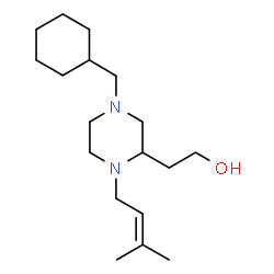 ChemSpider 2D Image | 2-[4-(Cyclohexylmethyl)-1-(3-methyl-2-buten-1-yl)-2-piperazinyl]ethanol | C18H34N2O