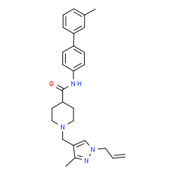 ChemSpider 2D Image | 1-[(1-Allyl-3-methyl-1H-pyrazol-4-yl)methyl]-N-(3'-methyl-4-biphenylyl)-4-piperidinecarboxamide | C27H32N4O