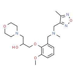 ChemSpider 2D Image | 1-[2-Methoxy-6-({methyl[(4-methyl-1,2,5-oxadiazol-3-yl)methyl]amino}methyl)phenoxy]-3-(4-morpholinyl)-2-propanol | C20H30N4O5