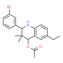 ChemSpider 2D Image | 2-(3-Bromophenyl)-6-ethyl-3,3-dimethyl-1,2,3,4-tetrahydro-4-quinolinyl acetate | C21H24BrNO2