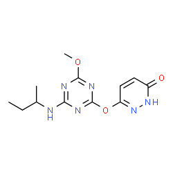 ChemSpider 2D Image | 6-{[4-(sec-Butylamino)-6-methoxy-1,3,5-triazin-2-yl]oxy}-3(2H)-pyridazinone | C12H16N6O3