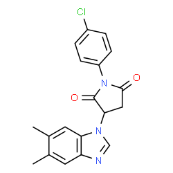ChemSpider 2D Image | 1-(4-Chlorophenyl)-3-(5,6-dimethyl-1H-benzimidazol-1-yl)-2,5-pyrrolidinedione | C19H16ClN3O2