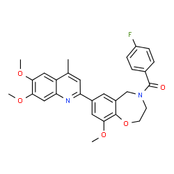ChemSpider 2D Image | [7-(6,7-Dimethoxy-4-methyl-2-quinolinyl)-9-methoxy-2,3-dihydro-1,4-benzoxazepin-4(5H)-yl](4-fluorophenyl)methanone | C29H27FN2O5