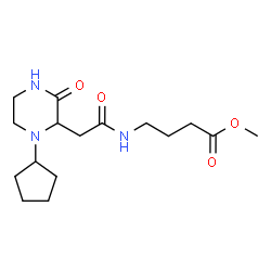 ChemSpider 2D Image | Methyl 4-{[(1-cyclopentyl-3-oxo-2-piperazinyl)acetyl]amino}butanoate | C16H27N3O4