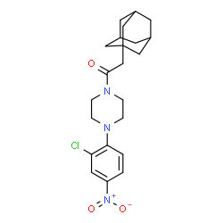 ChemSpider 2D Image | 2-(Adamantan-1-yl)-1-[4-(2-chloro-4-nitrophenyl)-1-piperazinyl]ethanone | C22H28ClN3O3