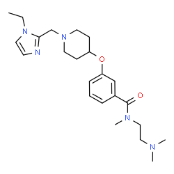 ChemSpider 2D Image | N-[2-(Dimethylamino)ethyl]-3-({1-[(1-ethyl-1H-imidazol-2-yl)methyl]-4-piperidinyl}oxy)-N-methylbenzamide | C23H35N5O2