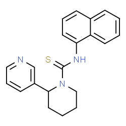ChemSpider 2D Image | N-(1-Naphthyl)-2-(3-pyridinyl)-1-piperidinecarbothioamide | C21H21N3S